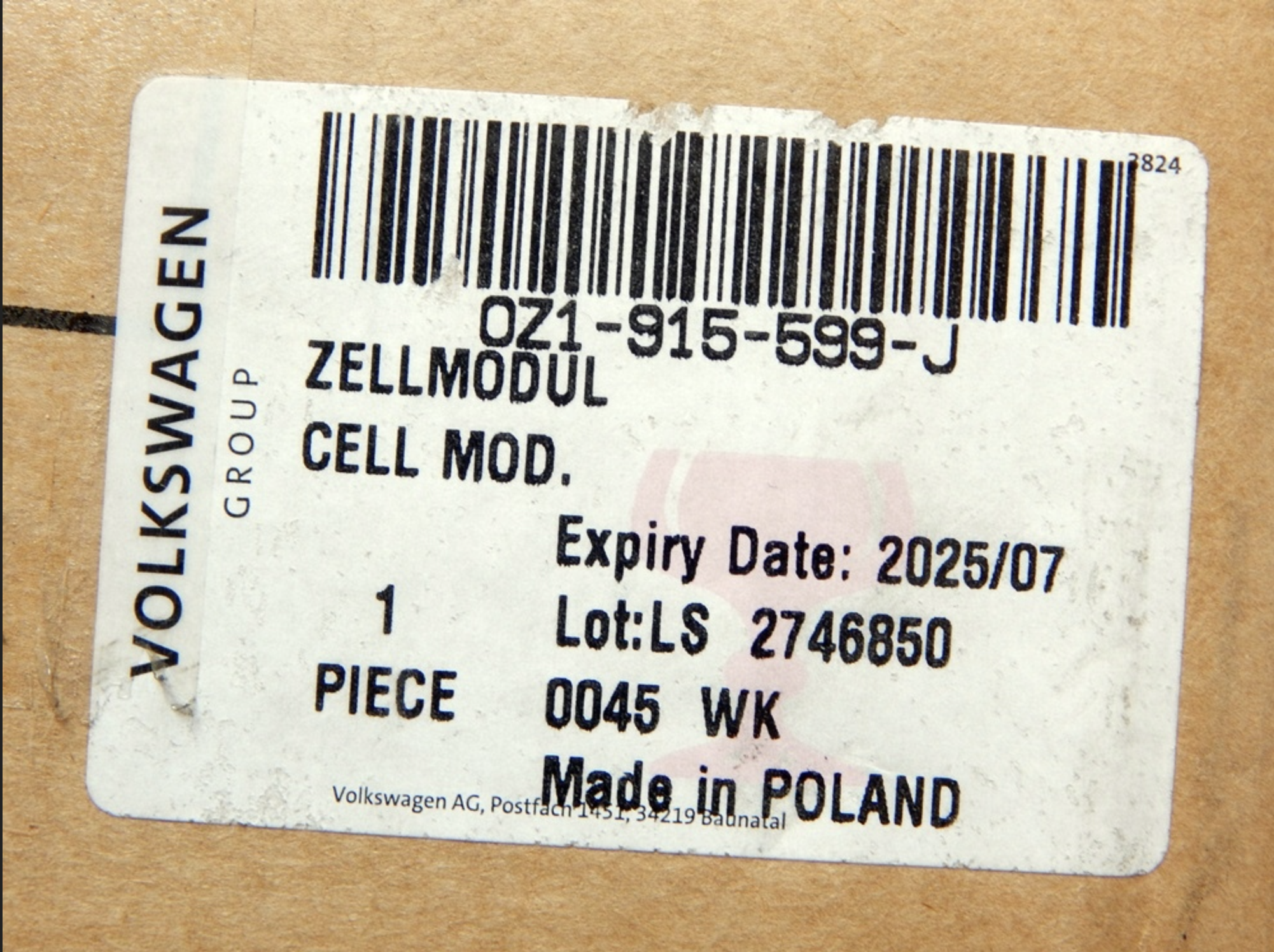 BATTERI MODUL CELLE OEM nr: 0Z1915599J Q4 E-TRON ENYAQ ID.3 ID.4 ID.5